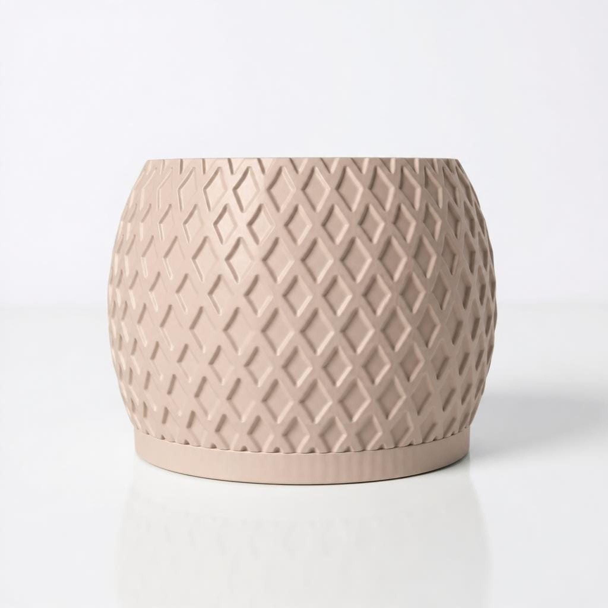 Modern Indoor Planter Pot with Drainage, Diamond Textured White Plant Pot, Geometric Home Decor Gift – photo 16